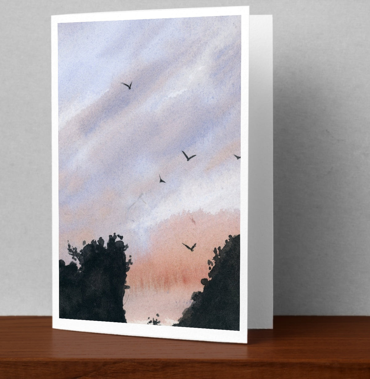 Birds at Dusk greetings card by JJ Eatherley