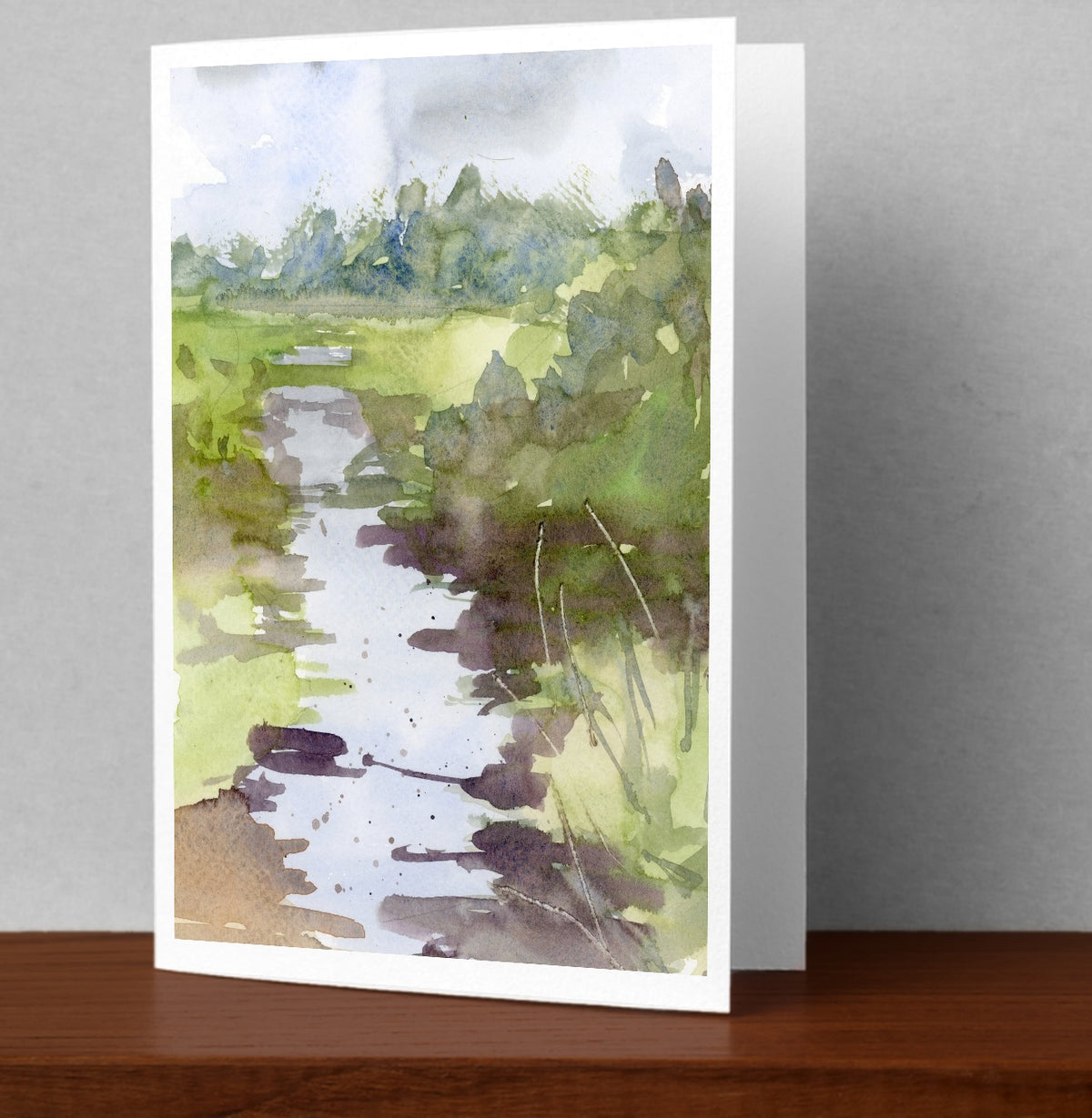 Winding Stream greetings card by JJ Eatherley