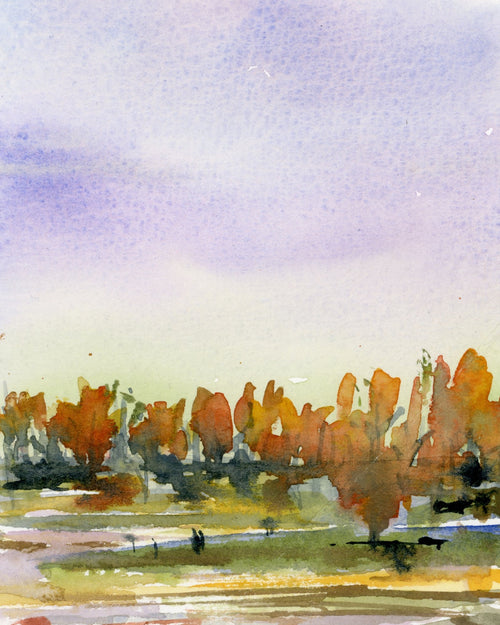 Autumn Line, Gunnersbury Park, watercolour by JJ Eatherley