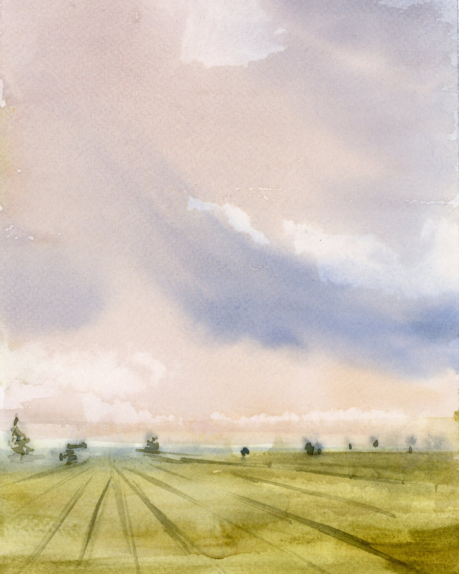 Big Sky over Osterley, watercolour by JJ Eatherley