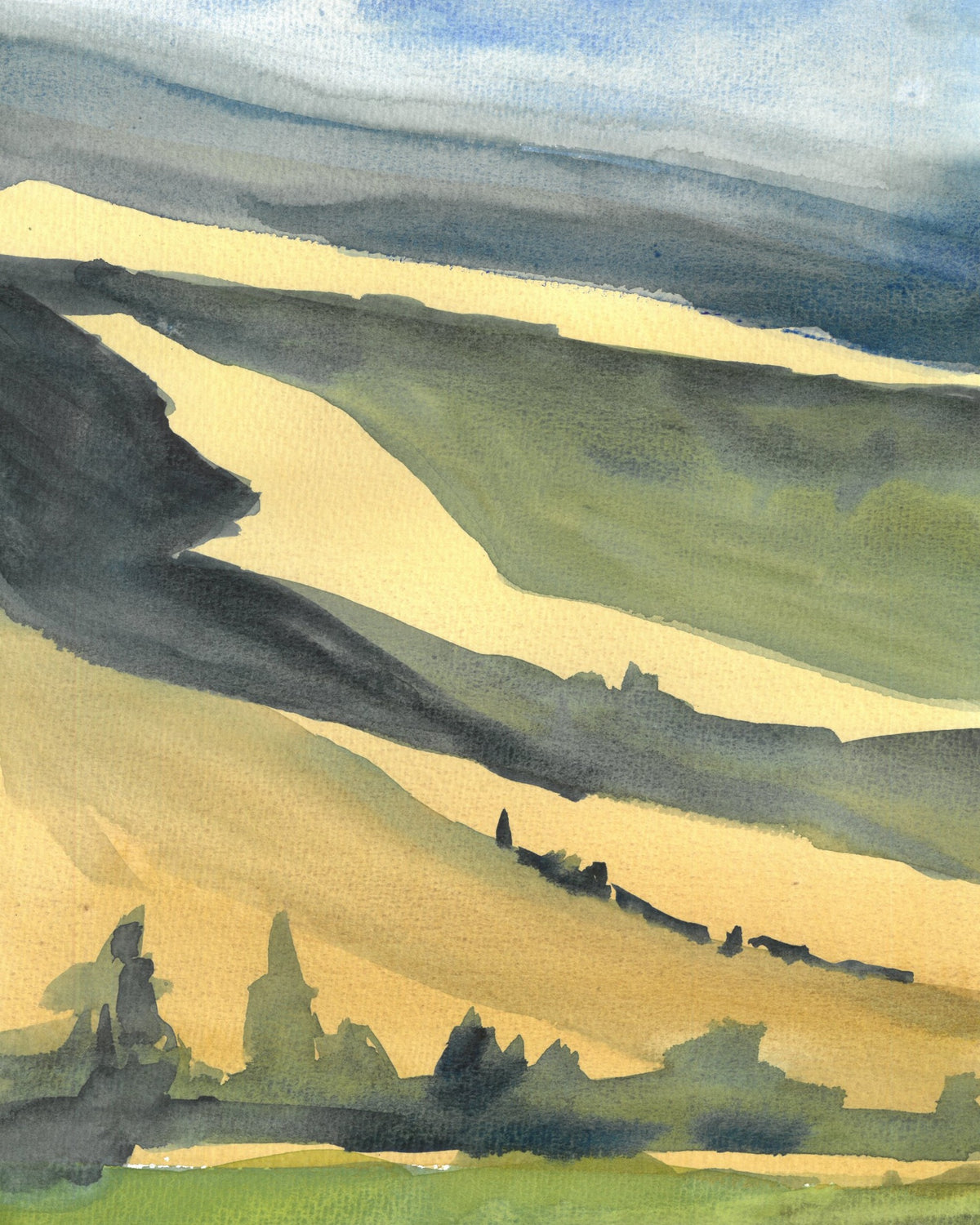 Golden Folds, watercolour by JJ Eatherley