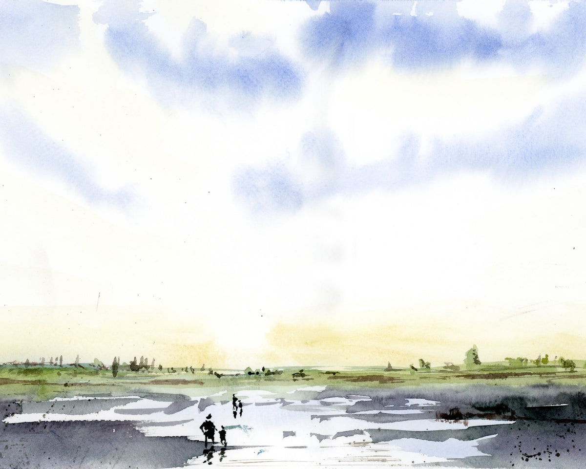 Low Tide, watercolour by JJ Eatherley