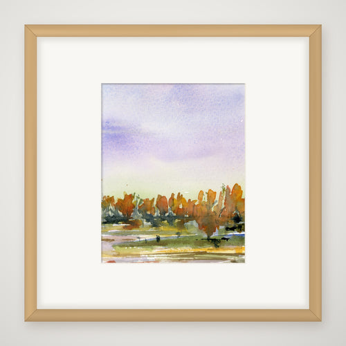 Autumn Line, Gunnersbury Park, print shown framed in light wood, JJ Eatherley