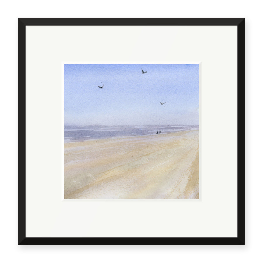 Gulls over the Shore, framed print by JJ Eatherley