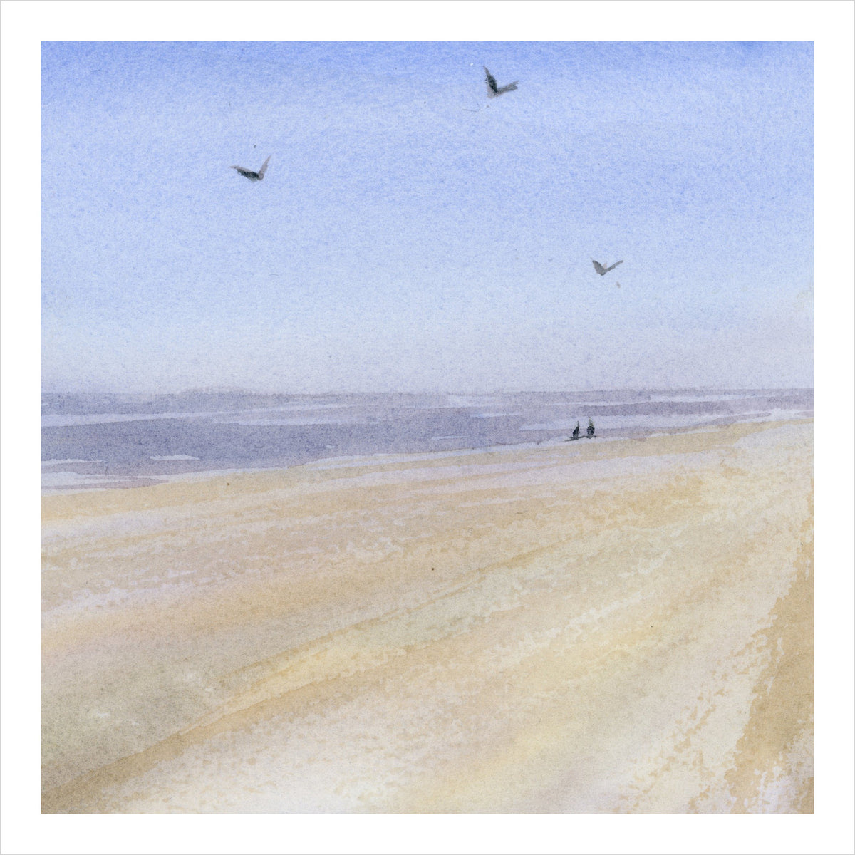 Gulls over the Shore, watercolour by JJ Eatherley