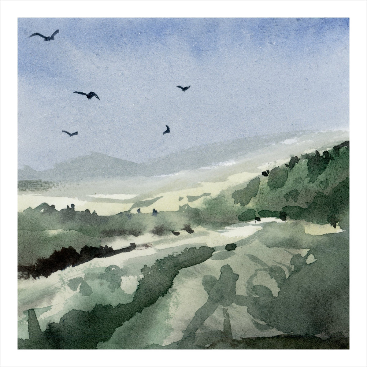 Over the Hill, watercolour by JJ Eatherley