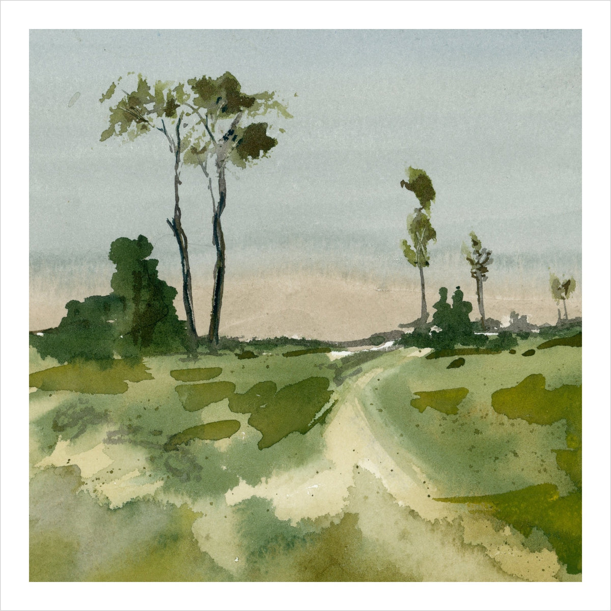 Tall Trees at Dusk, watercolour by JJ Eatherley
